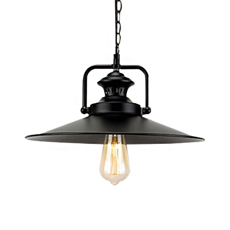 10’/14’ Flared Metallic Pendant Light In Black - Ideal For Industrial Loft And Study Room