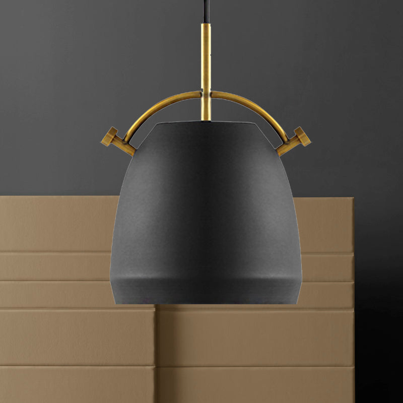 Retro Dome Shade Hanging Ceiling Light - Stylish Metal Pendant Lamp In Black/White 10/11/13 Width