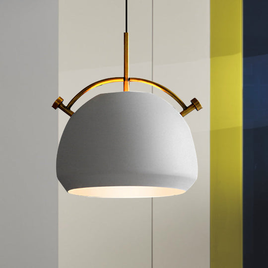 Retro Dome Shade Hanging Ceiling Light - Stylish Metal Pendant Lamp In Black/White 10/11/13 Width