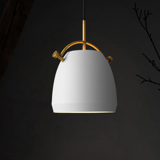 Retro Dome Shade Hanging Ceiling Light - Stylish Metal Pendant Lamp In Black/White 10/11/13 Width
