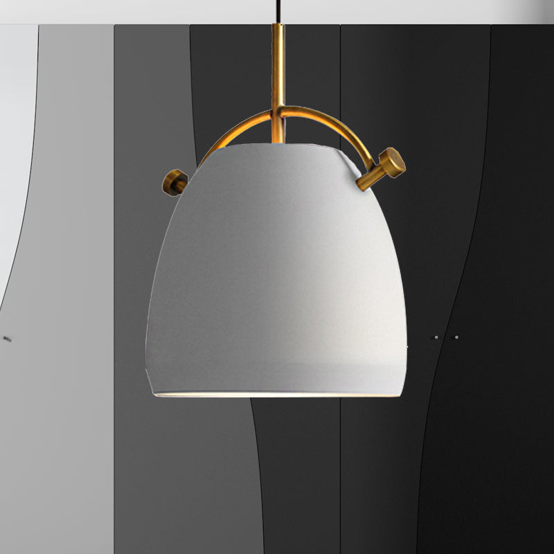 Retro Dome Shade Hanging Ceiling Light - Stylish Metal Pendant Lamp In Black/White 10/11/13 Width