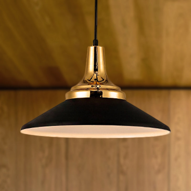 Conic Metal Pendant Lighting - Nordic Style 1 Light Black/White 9.5’/14’ Width