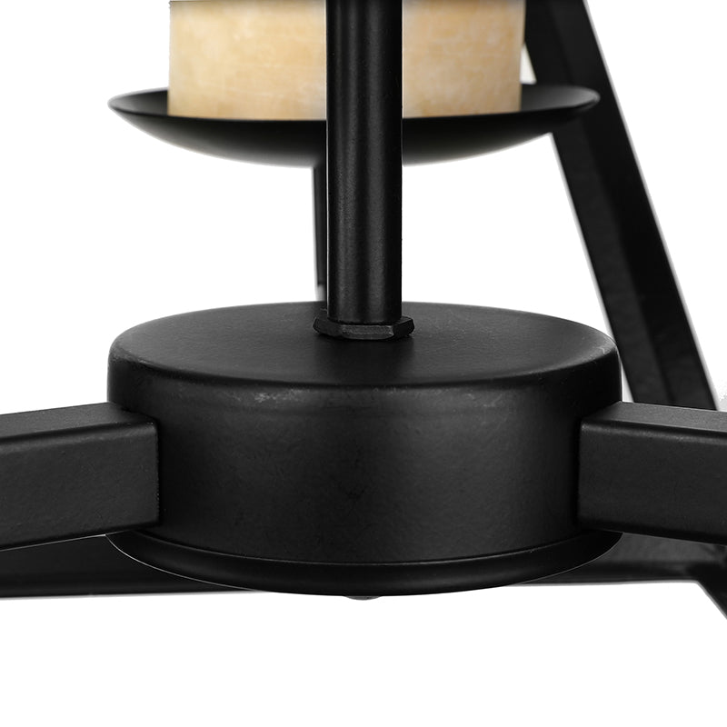 Modern Industrial Geometric Cage Chandelier - 3 Head Metallic Ceiling Lamp With Inner Glass Shade