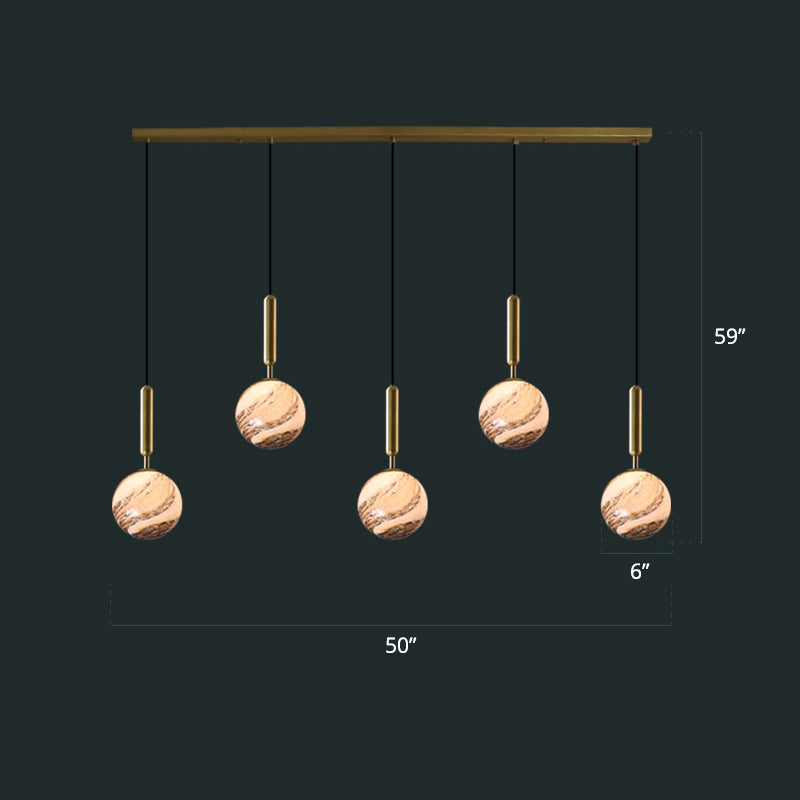 Sleek Brass Ball Pendant Light For Open Kitchen Simplicity Glass Ceiling Fixture 5 / Tan