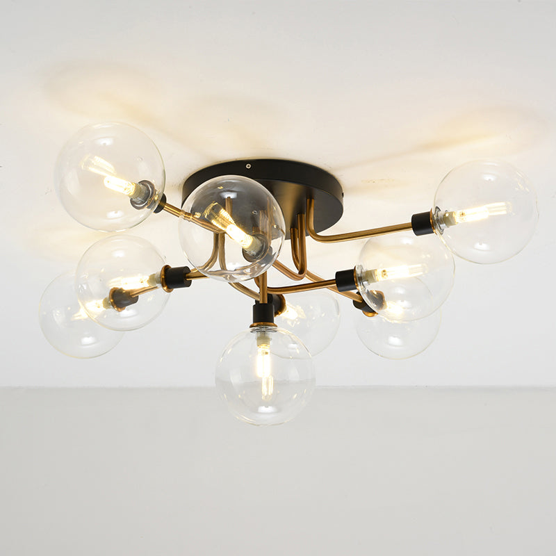 Modern Clear Glass Semi - Flush Ceiling Light - Stylish Flush Mount Fixture For Dining Room
