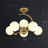 Modern Glass Chandelier Light With Brass Finish For Living Room 6 / Cream