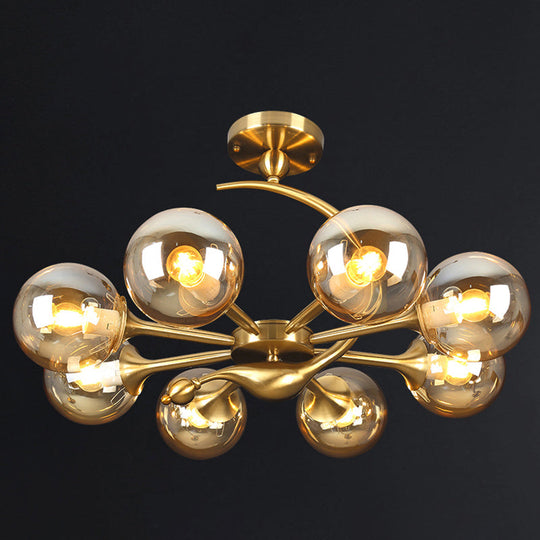 Postmodern Glass Chandelier With Brass Finish Ideal For Living Room – Stylish Suspension Lamp 8 /