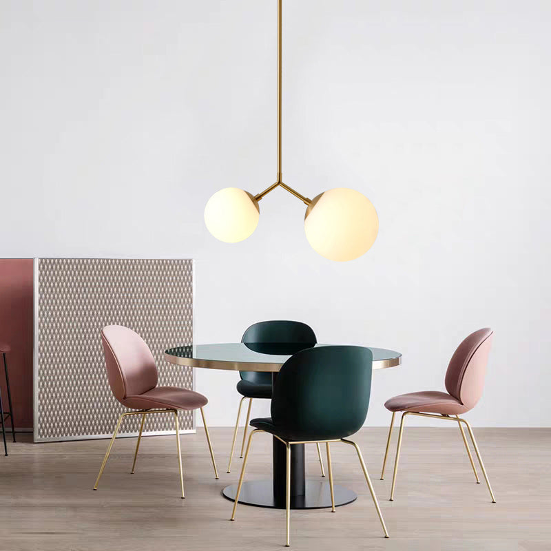 Modo Bedside Pendant Light - Minimalistic White Glass & Gold Finish 2 Bulbs