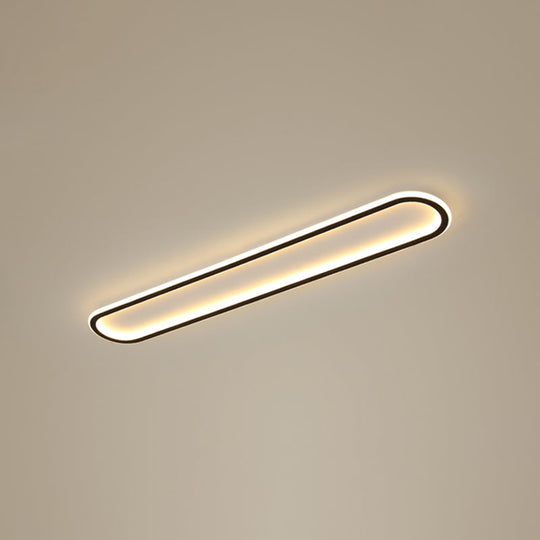 Minimalist Black Led Flush Mount Ceiling Light For Corridor With Acrylic Oblong Shape / 31.5’