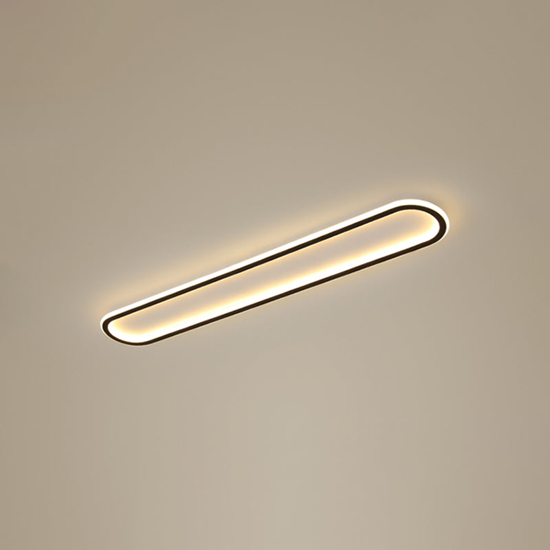 Minimalist Black Led Flush Mount Ceiling Light For Corridor With Acrylic Oblong Shape / 23.5’