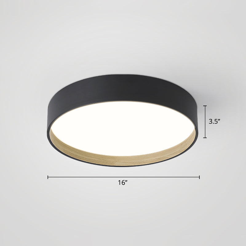 Nordic Led Ceiling Flush Mount Lamp With Acrylic Diffuser For Kitchen Black / 16’ Remote Control