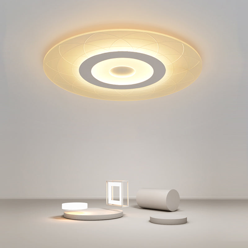 Ultrathin Flush Ceiling Light With Floral Pattern - Led Acrylic Fixture White / 16.5’ Third Gear