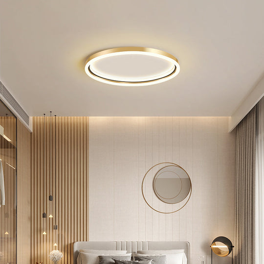 Goldene LED-Unterputzlampe für Schlafzimmer - Simplicity Aluminiumring-Deckeneinbauleuchte 