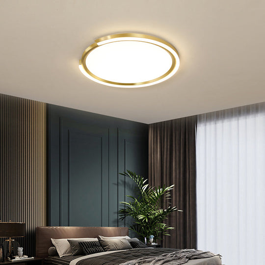 Modern Led Flush Mount Light With Extra-Thin Aluminum Frame For Bedroom Ceiling - Nordic Style Gold