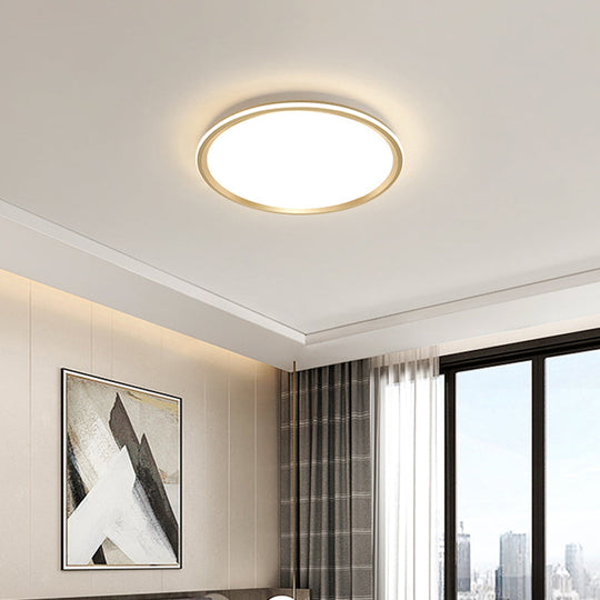 Gold Flush - Mount Led Ceiling Lamp: Simplicity Acrylic Bedroom Lighting