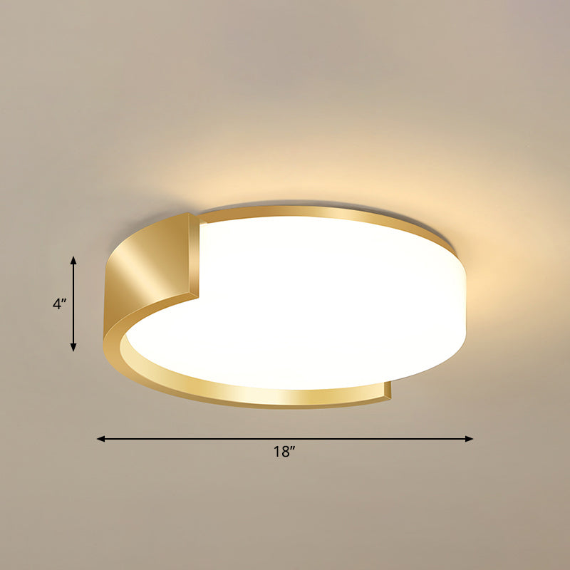 Nordic Gold Flush Mount Ceiling Light With Acrylic Shade / 18’ Warm