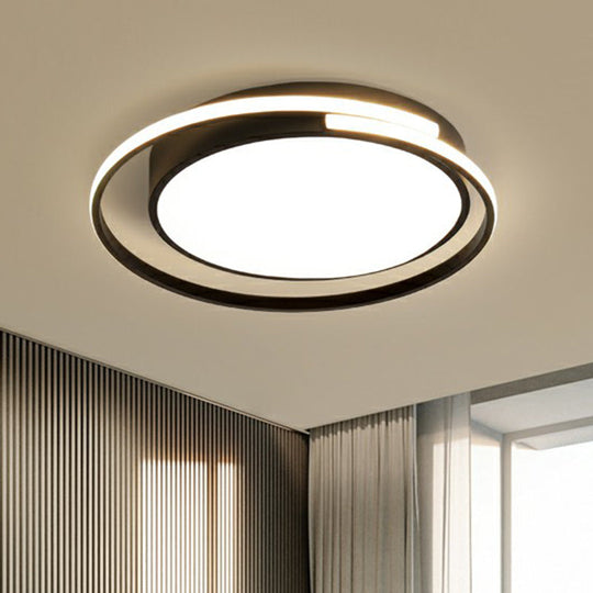 Minimalist Black Round Led Ceiling Lamp With Acrylic Flush Mount And Halo Ring