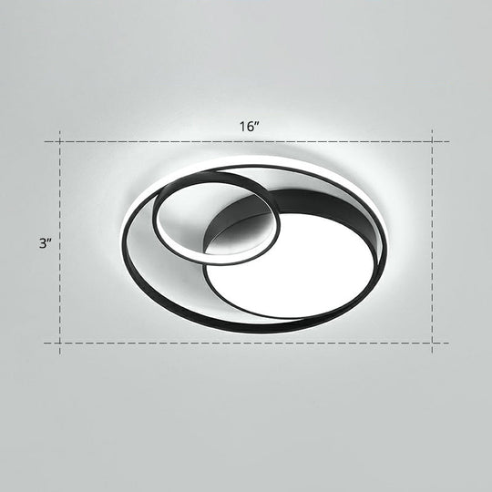 Modern Flushmount Led Ceiling Light Fixture | Stylish Ring Design For Bedrooms Metal Flush Mount