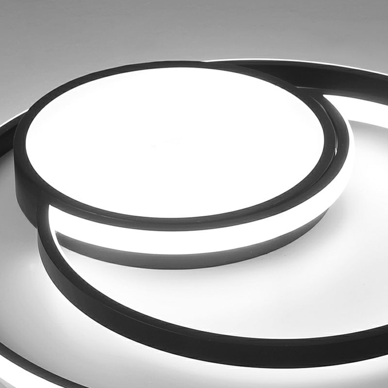Black Minimalist 3 - Ring Flush Mount Ceiling Lamp With Acrylic Shade