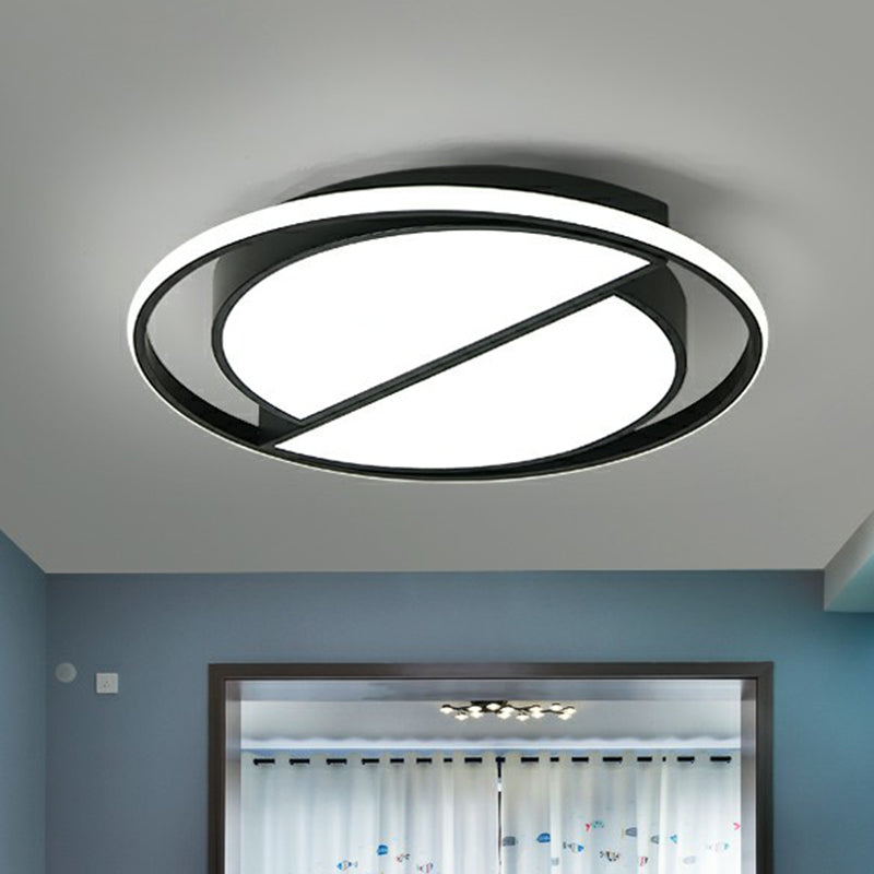 Minimalist Black Led Acrylic Flush Ceiling Lamp - Stylish Flushmount For Living Room / 16.5’ White