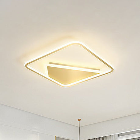 Gold Ultrathin Led Flush Mount Ceiling Fixture - Sleek Metal Flush-Mounted Light For Bedrooms