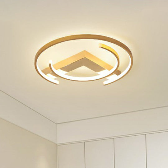 Gold Led Ceiling Flush Light With V And C Shaped Mount Design Acrylic Shade / 18 White