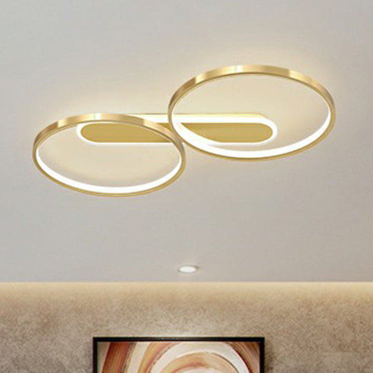 Minimalist Led Flush Mount Ceiling Light For Bedroom - Golden Circle Fixture