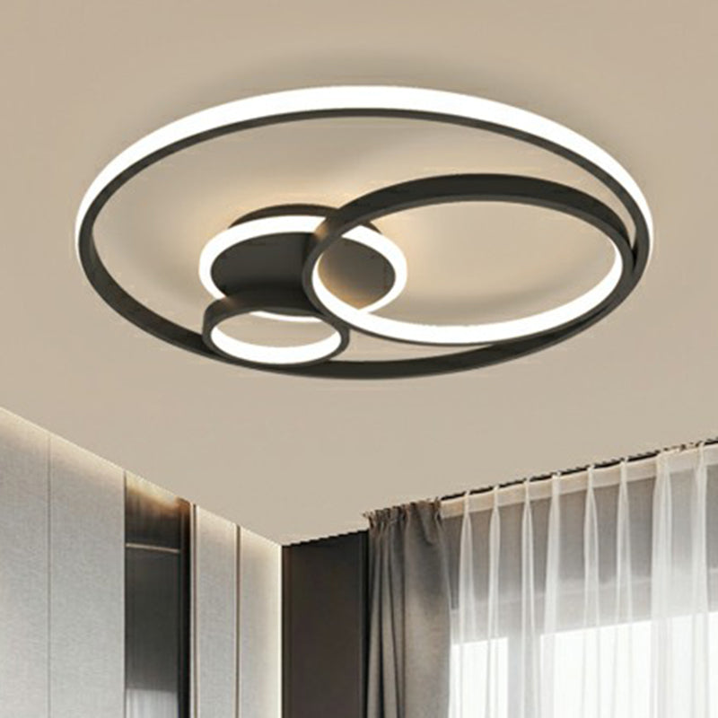 Sleek Black Acrylic Ring Led Flush Mount Ceiling Light For Bedrooms