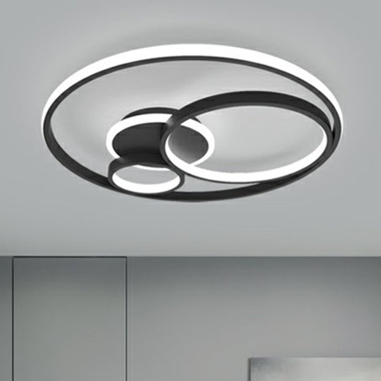 Sleek Black Acrylic Ring Led Flush Mount Ceiling Light For Bedrooms