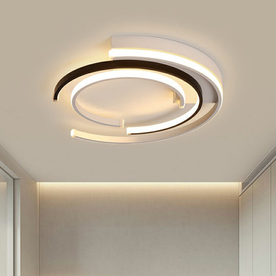 Minimalistic C - Shaped Flush Mount Ceiling Light In Black And White For Bedrooms Black - White /
