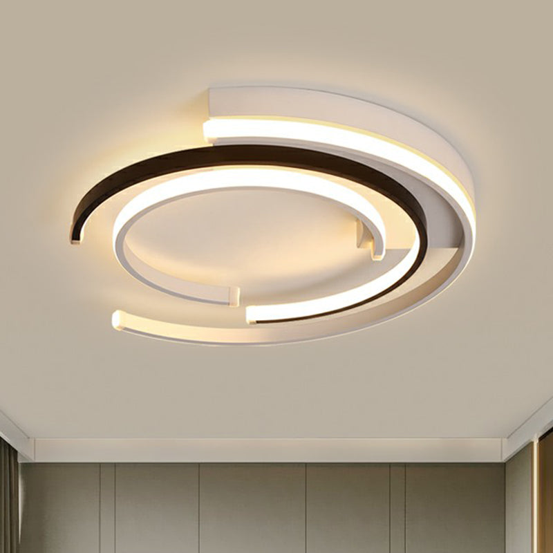 Minimalistic C - Shaped Flush Mount Ceiling Light In Black And White For Bedrooms