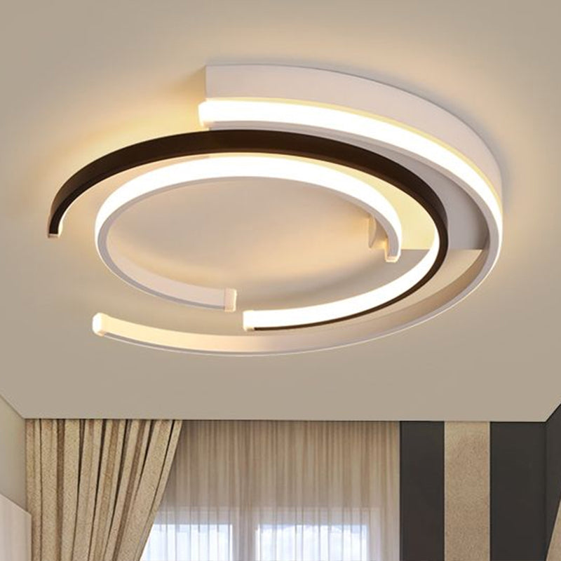 Minimalistic C - Shaped Flush Mount Ceiling Light In Black And White For Bedrooms