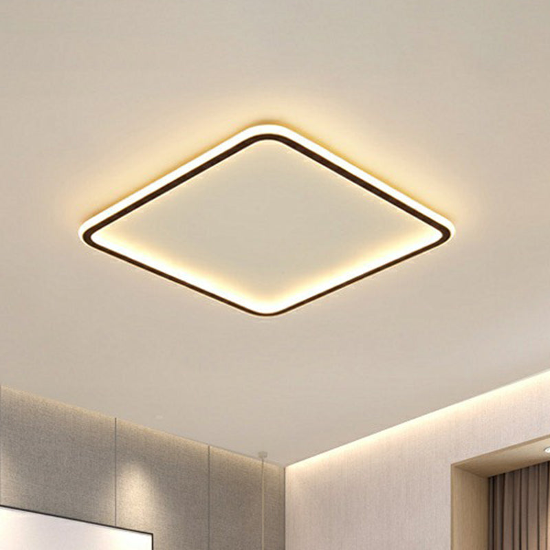 Minimalist Black Square Led Flush Ceiling Lamp - Ultrathin Acrylic Bedroom Light Fixture / 16 Warm