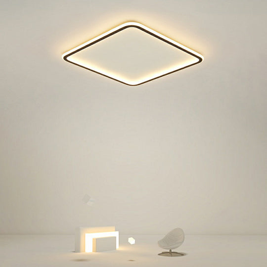 Minimalist Black Square Led Flush Ceiling Lamp - Ultrathin Acrylic Bedroom Light Fixture / 16 Remote