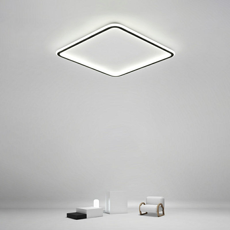 Minimalist Black Square Led Flush Ceiling Lamp - Ultrathin Acrylic Bedroom Light Fixture / 16’
