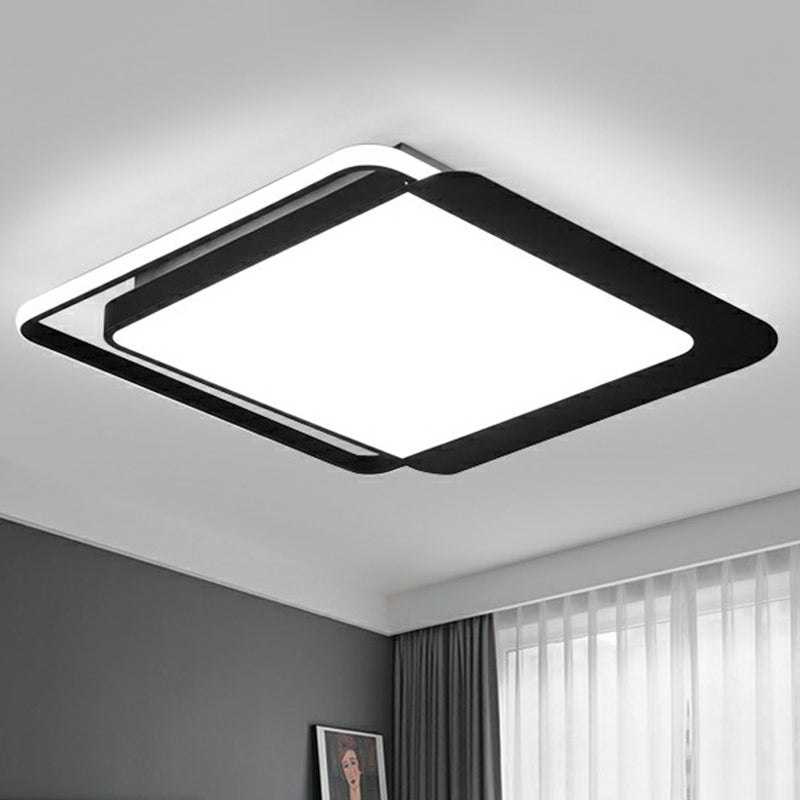 Schwarzes quadratisches LED-Deckenlicht mit Acrylschirm – minimalistische Deckenleuchte 