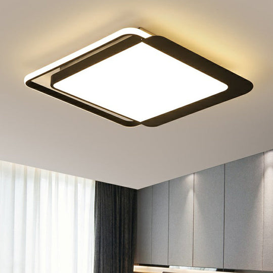 Schwarzes quadratisches LED-Deckenlicht mit Acrylschirm – minimalistische Deckenleuchte 