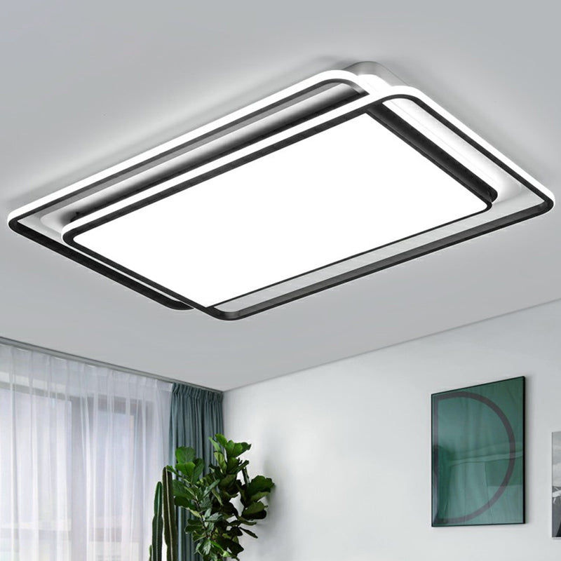 Contemporary Black - White Led Ceiling Light For Living Room - Acrylic Flush Mount Fixture