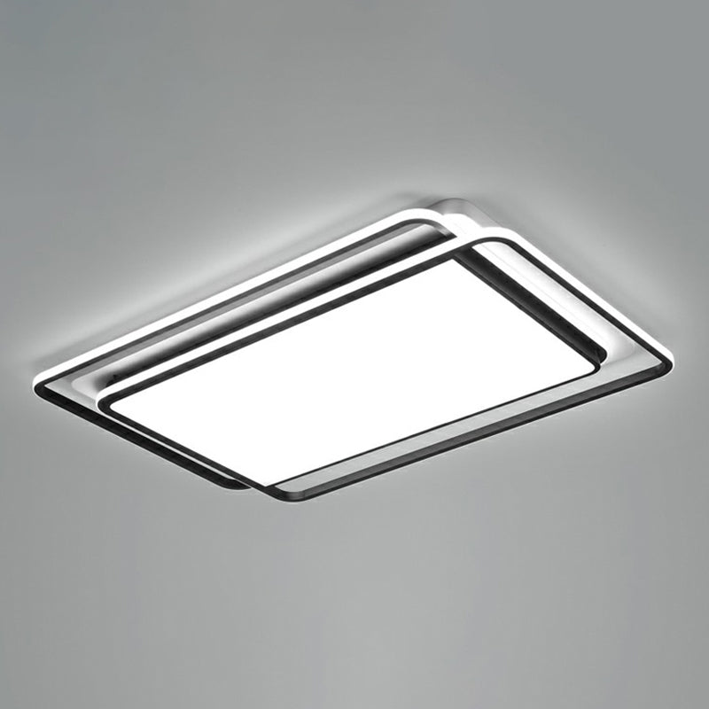 Contemporary Black-White Led Ceiling Light For Living Room - Acrylic Flush Mount Fixture / 42.5
