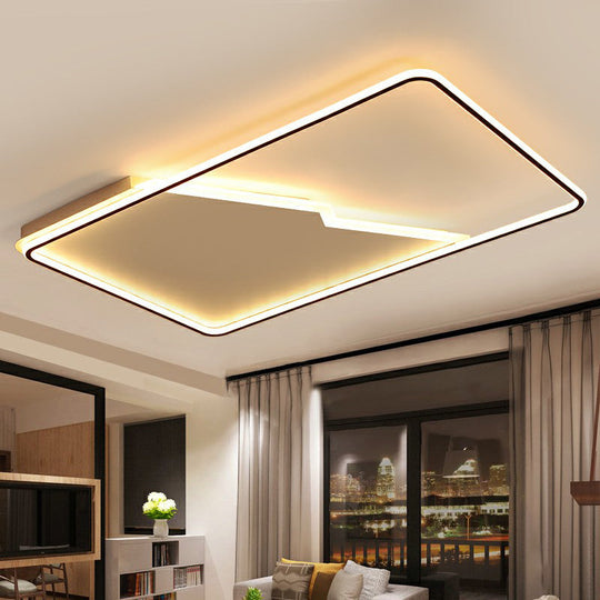 Simplicity Acrylic Rectangle Flush Mount Led Light - White Ceiling Fixture For Bedroom