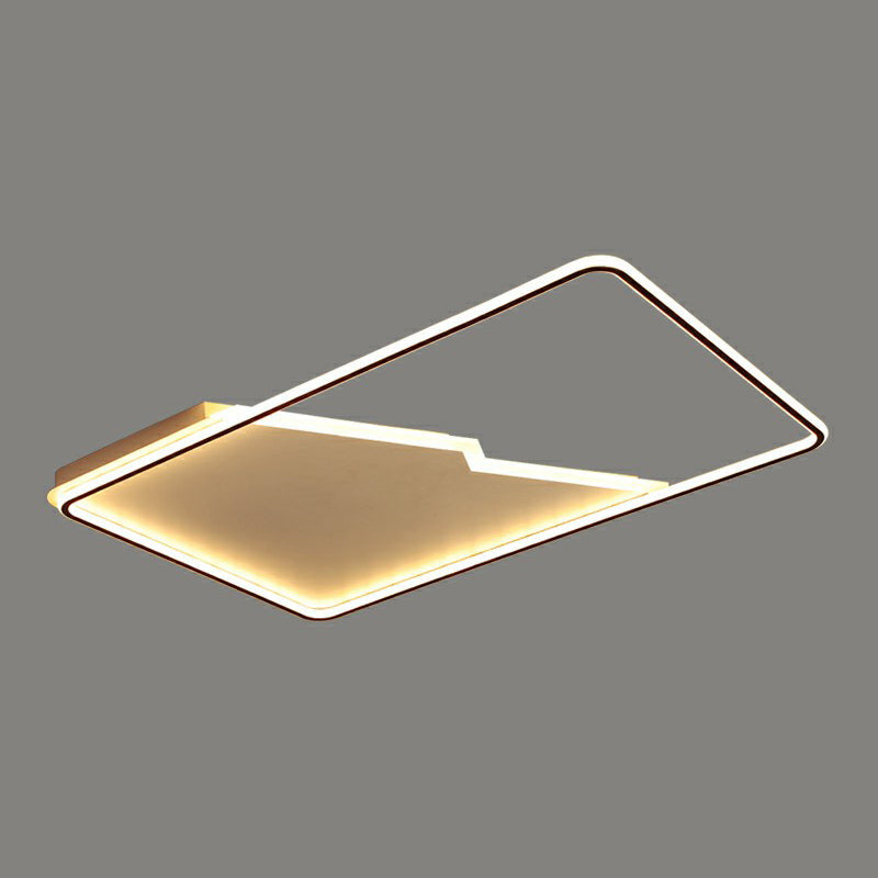 Simplicity Acrylic Rectangle Flush Mount Led Light - White Ceiling Fixture For Bedroom / 37.5’ Warm