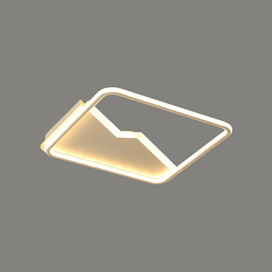 Simplicity Acrylic Rectangle Flush Mount Led Light - White Ceiling Fixture For Bedroom / 18 Warm
