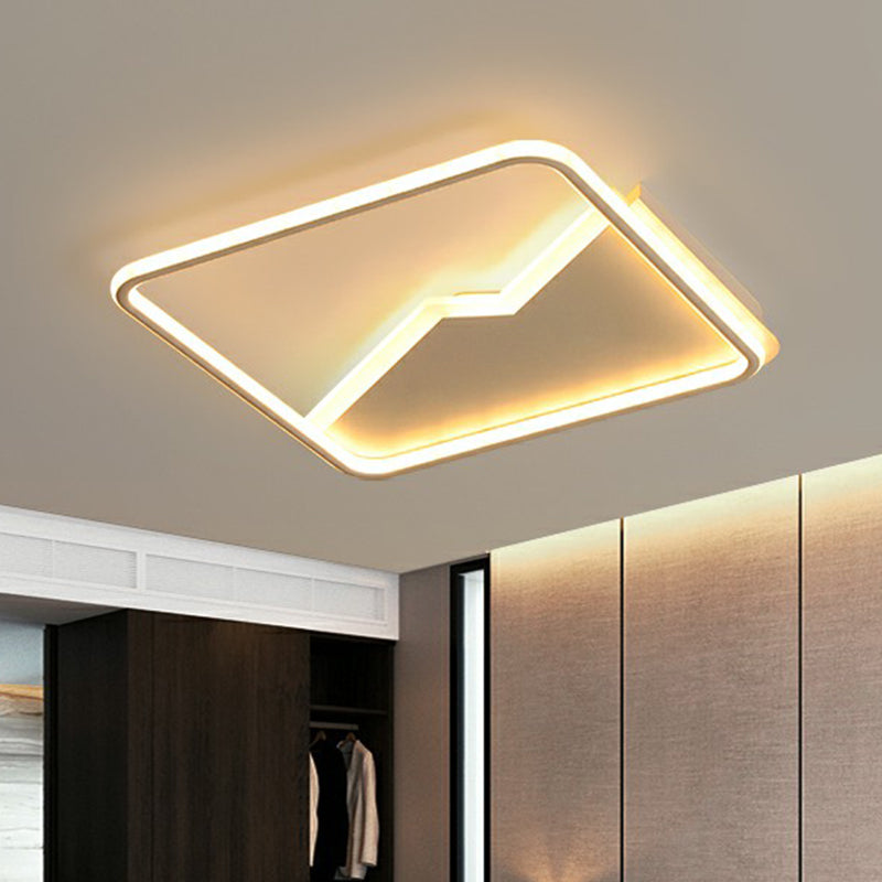 Simplicity Acrylic Rectangle Flush Mount Led Light - White Ceiling Fixture For Bedroom