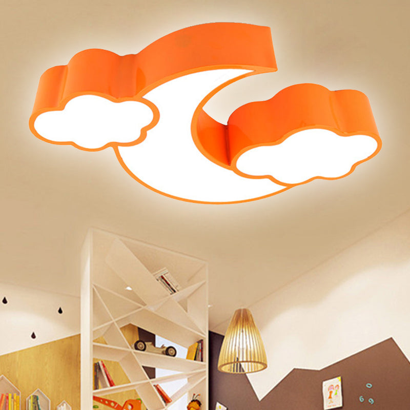 Acrylic Cloud And Moon Nursery Ceiling Light Fixture For Kindergarten Nursing Room