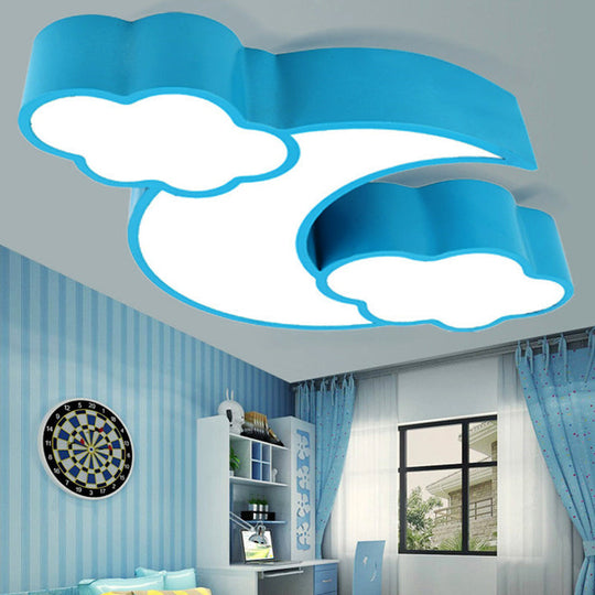 Acrylic Cloud And Moon Nursery Ceiling Light Fixture For Kindergarten Nursing Room Blue / 26 Third