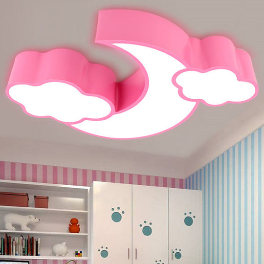 Acrylic Cloud And Moon Nursery Ceiling Light Fixture For Kindergarten Nursing Room Pink / 26 Third