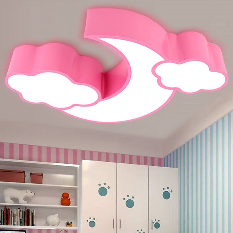 Acrylic Cloud And Moon Nursery Ceiling Light Fixture For Kindergarten Nursing Room Pink / 26’