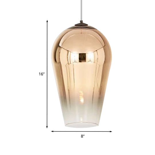 7/8’ Wide Cannon Pendant Light - Modern Glass 1 Chrome/Gold/Rose Gold Hanging Fixture