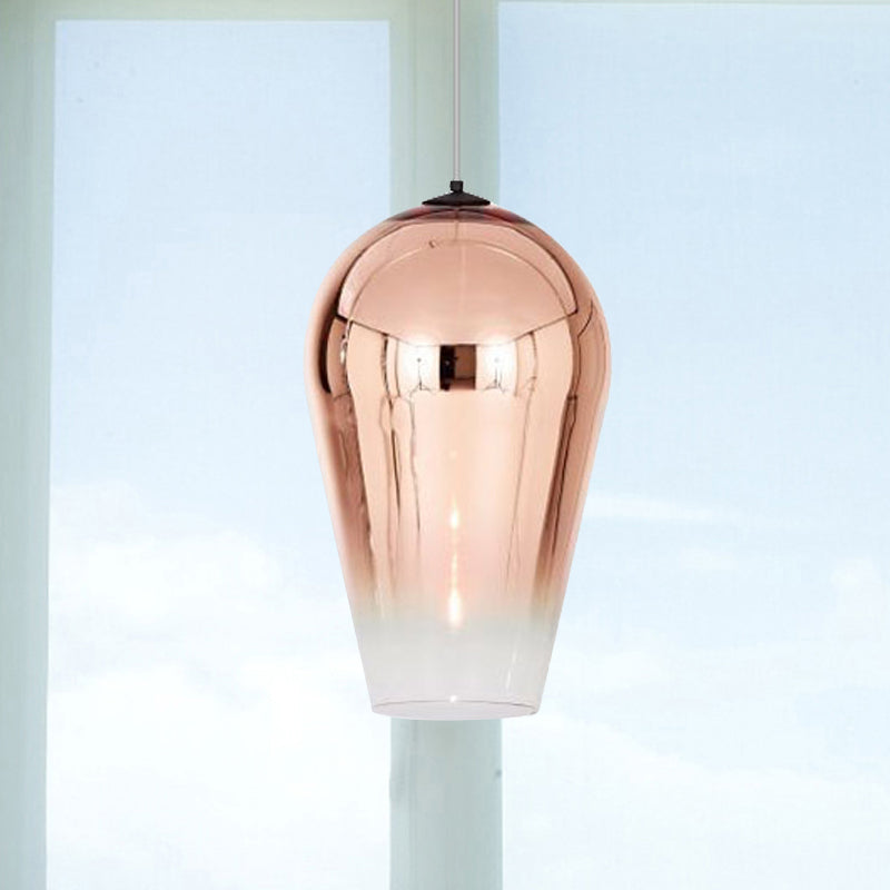 7/8’ Wide Cannon Pendant Light - Modern Glass 1 Chrome/Gold/Rose Gold Hanging Fixture Rose / 8’