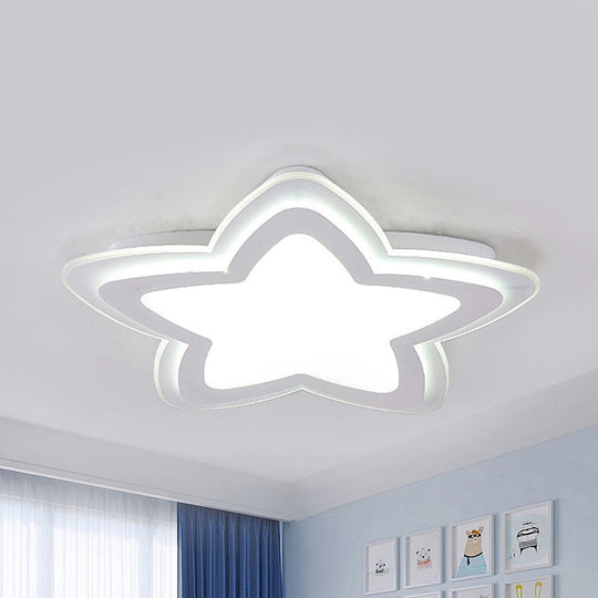 Star - Shaped Acrylic Flush Mount Light For Child’s Bedroom With Simple White Style